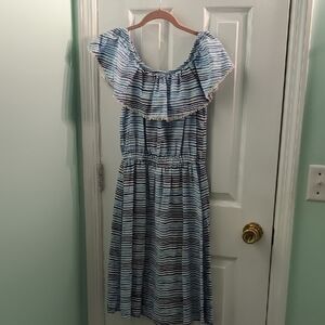Faded Glory Blue and White Striped Fringe Dress Size S(4-6)